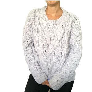 J.O.A. Gray Cable Knit Pullover Chunky Sweater